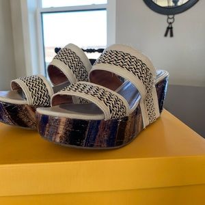 Slide on sandals. Pilcro and the Letterpress, an Anthropologie brand.